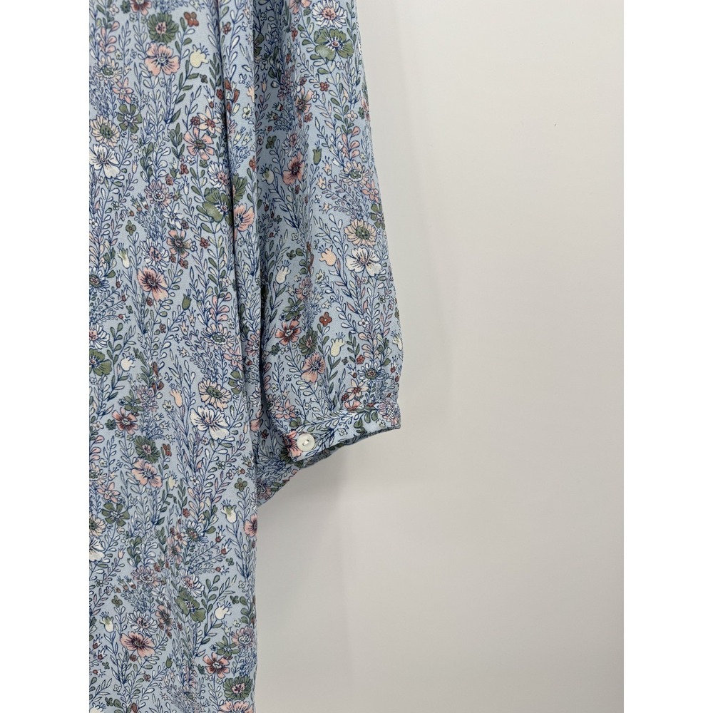 Rose + Olive Blouse Plus Size 2X  Blue Floral Peasant Boho Cottagecore Top - Picture 5 of 9